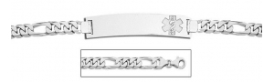 Sterling Silver Medical ID Bracelet w  Figaro Chain