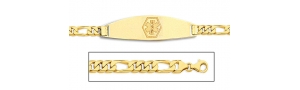 14K Gold Medical ID Bracelet w  Figaro Chain