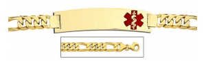 14K Gold Medical ID Bracelet w  Figaro Chain with Enamel