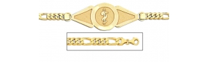 14K Gold Medical ID Bracelet w  Figaro Chain