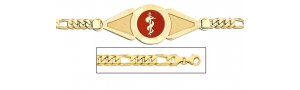 14K Gold Medical ID Bracelet w  Figaro Chain with Enamel