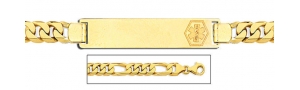 14K Gold Medical ID Bracelet w  Figaro Chain with Enamel