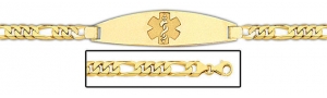 14K Gold Medical ID Bracelet w  Figaro Chain