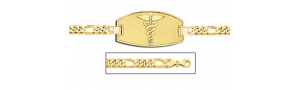 14K Gold Medical ID Bracelet w  Figaro Chain