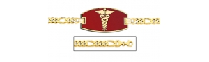 14K Gold Medical ID Bracelet w  Figaro Chain with Enamel