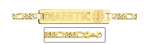 14K Gold Medical ID Bracelet w  Figaro Chain