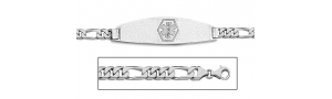 14K White Gold Medical ID Bracelet w  Figaro Chain