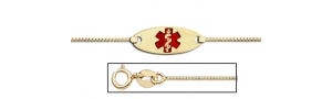 14K Gold Medical ID Anklet with Enamel