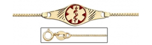 14K Gold Medical ID Anklet With Enamel