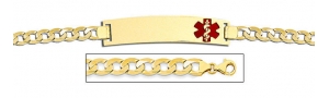 14K Gold Medical ID Bracelet w  Curb Chain with Enamel