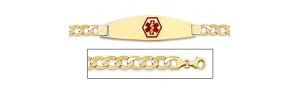 14K Gold Medical ID Bracelet w  Curb Chain with Enamel