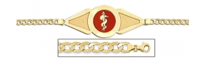 14K Gold Medical ID Bracelet w  Curb Chain with Enamel