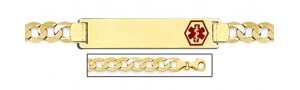 14K Gold Medical ID Bracelet w  Curb Chain with Enamel