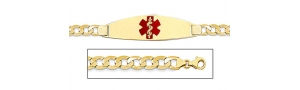 14K Gold Medical ID Bracelet w  Curb Chain with Enamel