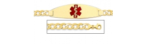 14K Gold Medical ID Bracelet w  Curb Chain with Enamel