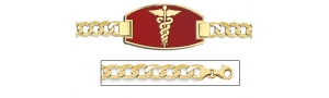 14K Gold Medical ID Bracelet w  Curb Chain with Enamel
