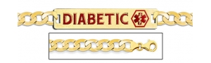 14K Gold Medical ID Bracelet w  Curb Chain with Enamel