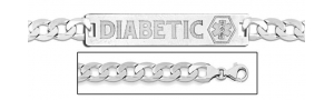 14K White Gold Medical ID Bracelet w  Curb Chain