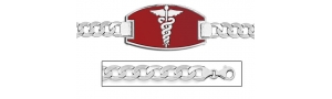 14K White Gold Medical ID Bracelet w  Curb Chain with Enamel