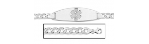 14K White Gold Medical ID Bracelet w  Curb Chain