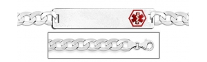 14K White Gold Medical ID Bracelet w  Curb Chain with Enamel