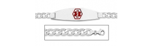 14K White Gold Medical ID Bracelet w  Curb Chain with Enamel