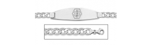 14K White Gold Medical ID Bracelet w  Curb Chain