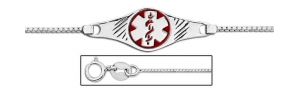 14K White Gold Medical ID Anklet With Enamel