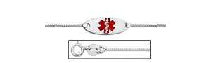 14K White Gold Medical ID Anklet with Enamel