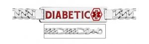 14K White Gold Medical ID Bracelet w  Figaro Chain With Enamel