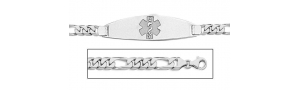 14K White Gold Medical ID Bracelet w  Figaro Chain