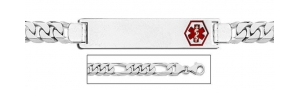 14K Gold Medical ID Bracelet w  Figaro Chain with Enamel