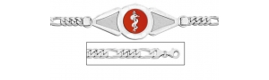 14K White Gold Medical ID Bracelet w  Curb Chain with Enamel