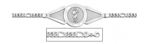 14K White Gold Medical ID Bracelet w  Figaro Chain