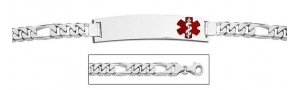 14K White Gold Medical ID Bracelet w  Figaro Chain with Enamel