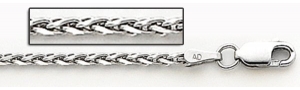 14K White Gold 3 3mm Diamond Cut Espiga Wheat Chain