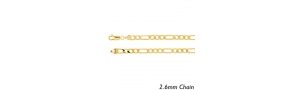 14K Yellow Gold 2 6mm Figaro Link Chain