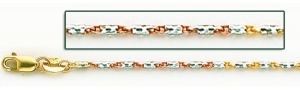 14K Yellow Gold Tri Color Raso Chain
