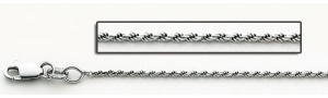 14K White Gold 2 5mm Diamond Cut Flex Rope Chain
