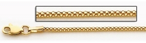 14K Yellow Gold Diamond Cut Popcorn 1 6 MM Thick Chain
