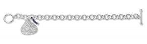 14K White Gold Hershey s Kiss Bracelet w  1 Diamond Kiss Charm