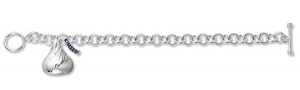 Sterling Silver Hershey s Kiss Bracelet w  1 3D Kiss Charm