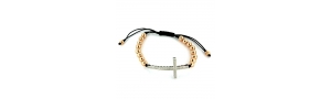 Adjustable Sterling Silver   Diamond Beaded Cross Bracelet   Anklet