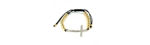 Adjustable Sterling Silver   Diamond Beaded Cross Bracelet   Anklet