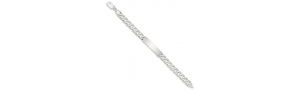 Sterling Silver Polished Engraveable Patterned Curb Link ID Bracelet