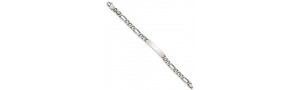 Sterling Silver 8inch Engraveable Antiqued Figaro Link ID Bracelet