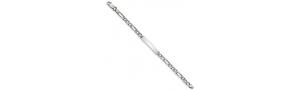 Sterling Silver 7inch Engraveable Antiqued Figaro Link ID Bracelet