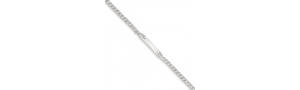 Sterling Silver Polished Engraveable Curb Link ID Bracelet