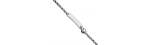 Sterling Silver Polished Engraveable Childrens ID with Hearts Bracelet