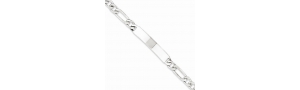 Sterling Silver Figaro Link ID Bracelet